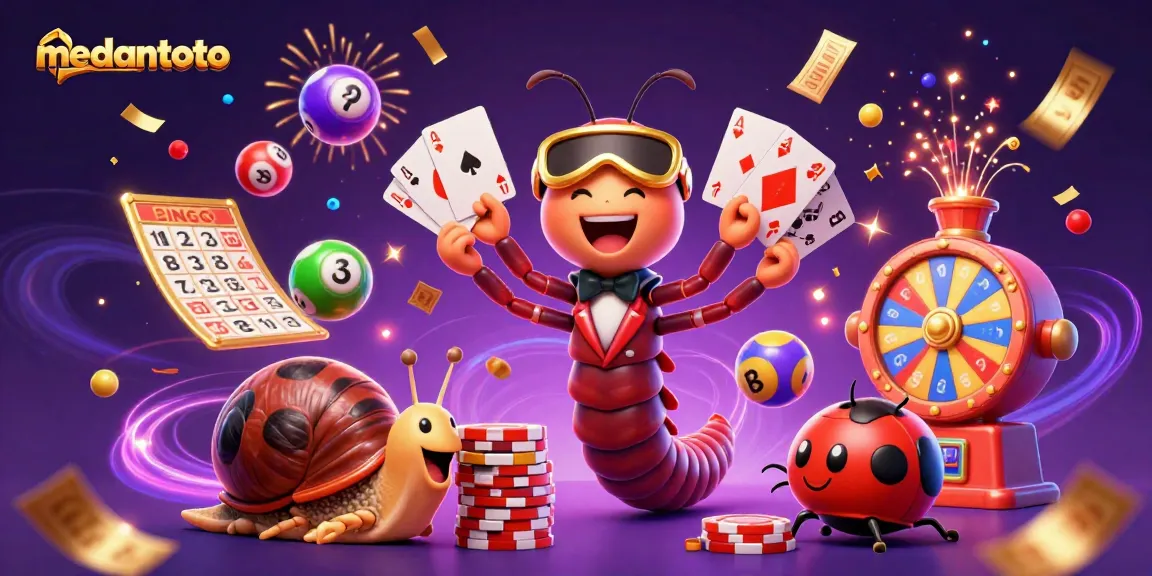 Medantoto hadir dengan dealer kartun dinamis, bola lotere, dan suasana meriah kasino.
