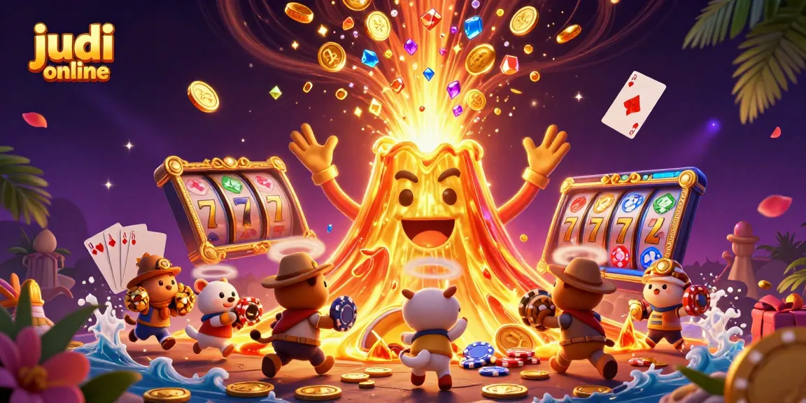 Experience judi online excitement with a vibrant 3D casino scene bursting with treasures.