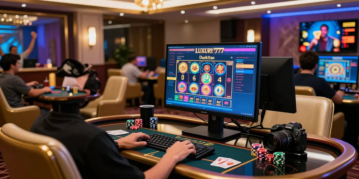 Pengalaman bermain LUXURY777 Daftar di lounge perjudian mewah dengan tampilan permainan yang penuh warna dan lingkungan yang elegan.