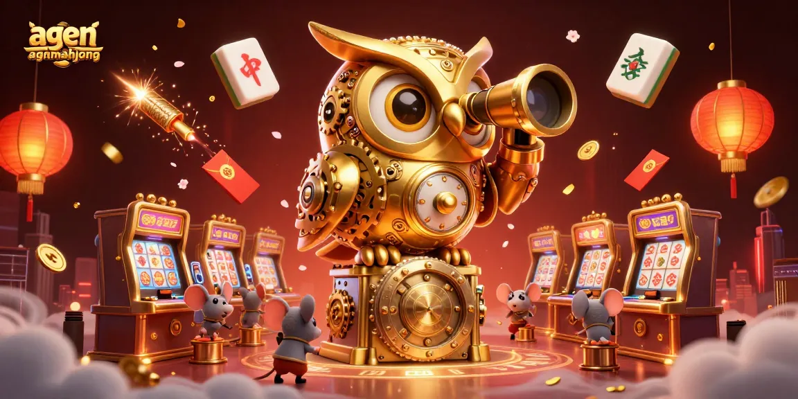 Spin the reels of agenmahjong in a vibrant casino scene with animated characters and rich decorations.