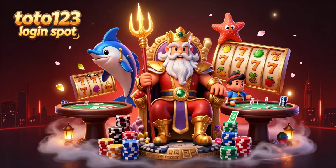 Spin the reels at toto123 login slot featuring Neptune and vibrant gaming elements.