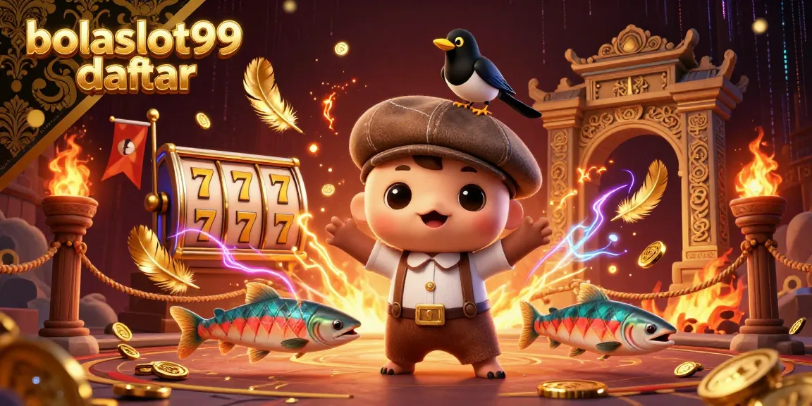 Join the fun with bolaslot99 daftar featuring a playful 3D baby Nessie and casino elements.