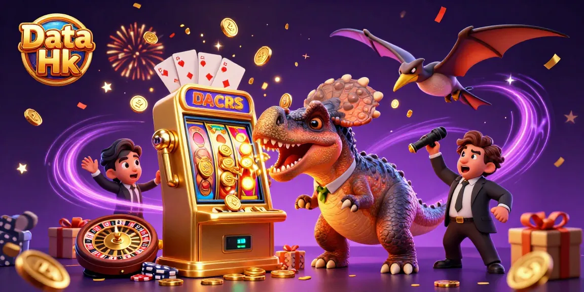 Spin the Data Hk slot machine for jackpot coins amidst colorful casino chaos!