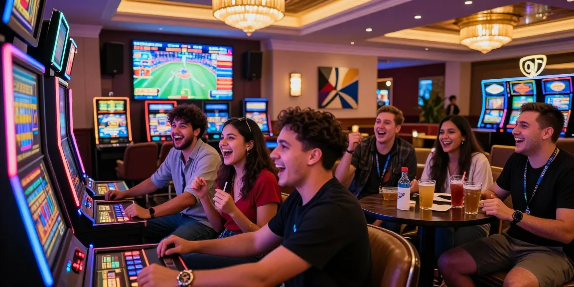Friends enjoying thrilling gaming experience at rajaberas88 casino