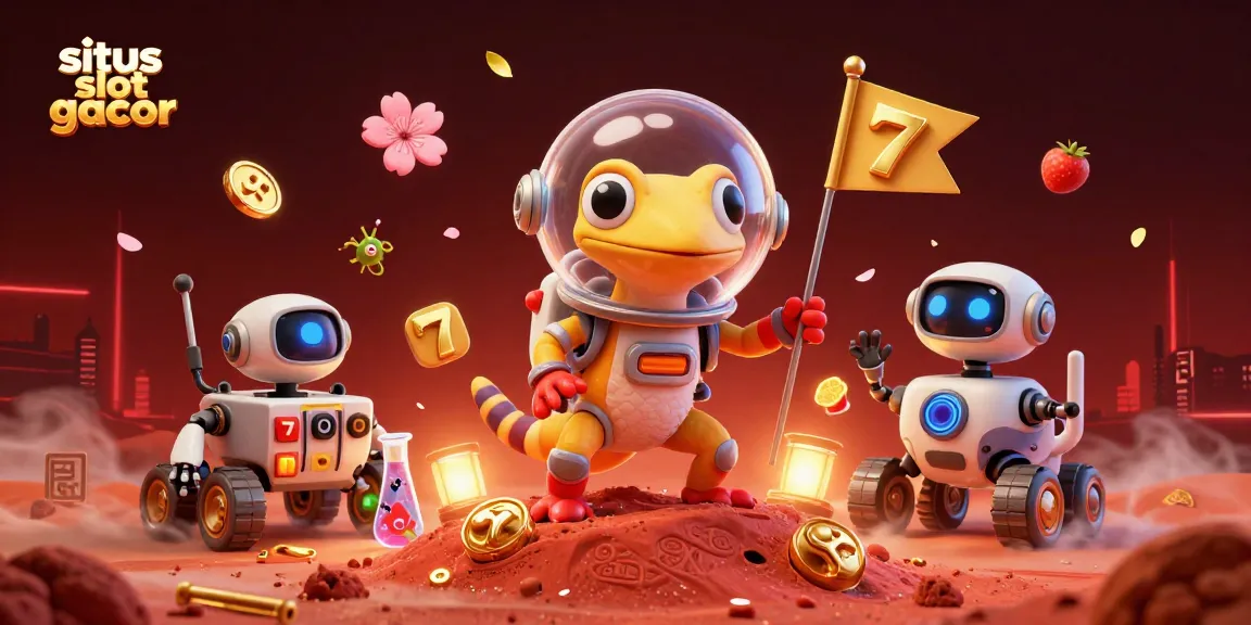 Experience thrilling wins at situs slot gacor with our vibrant Mars themed casino illustration showcasing fun gameplay elements.