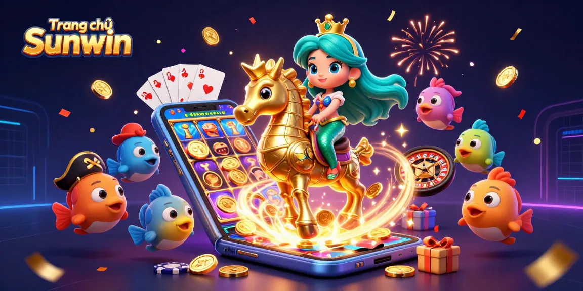 Engage with the vibrant world of Trang chủ Sunwin, featuring exciting games and characters in a colorful scene.