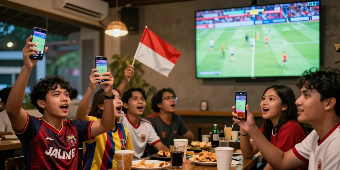 Penggemar Jalalive menonton pertandingan sepak bola secara langsung di kafe.