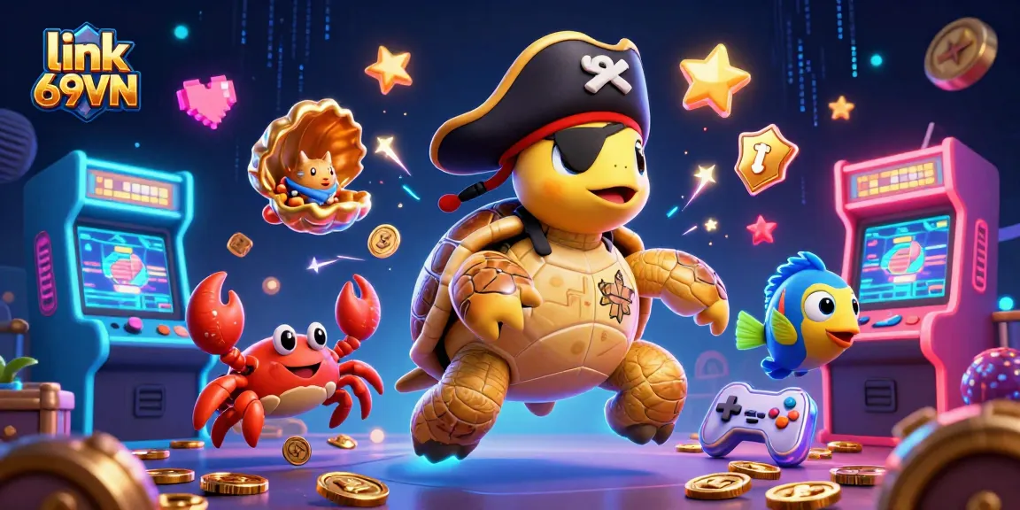 Engage with the exciting link 69VN showcasing a vibrant pirate scene amidst colorful casino elements.